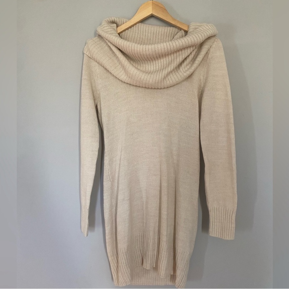 H&M Cream Cowl Neck Sweater Dress Size Medium